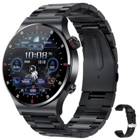 Bluetooth Calling QW33 Smart Watch ECG PPG Business Stainless Steel Strap Waterproof Men's Watch (Color: Black Steel Belt)