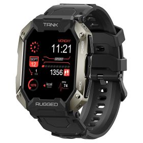 Smart Watch Bluetooth Call Silicone Waterproof (Color: Black)
