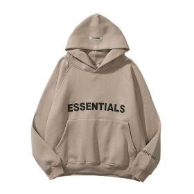 Essentials Hoodie men&#39;s and women&#39;s Sweatshirt reflective letter printed fleece super Dalian Hoodie fashion hip hop Street sweat (Color: camel, size: XXL)