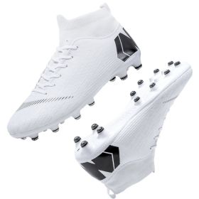 Men Soccer Shoes Adult Kids TF/FG High Ankle Football Boots Grass Training Sport Cleats Footwear Classic Trend Men Sneaker 35-47 (Color: Blue, size: 35)