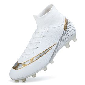 Men Soccer Shoes Adult Kids TF/FG High Ankle Football Boots Grass Training Sport Cleats Footwear Classic Trend Men Sneaker 35-47 (Color: Red, size: 46)
