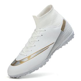 Men Soccer Shoes Adult Kids TF/FG High Ankle Football Boots Grass Training Sport Cleats Footwear Classic Trend Men Sneaker 35-47 (Color: Green, size: 47)