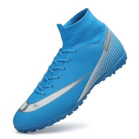 Men Soccer Shoes Adult Kids TF/FG High Ankle Football Boots Grass Training Sport Cleats Footwear Classic Trend Men Sneaker 35-47 (Color: Ivory, size: 38)