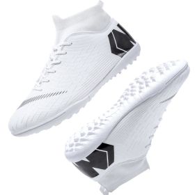 Men Soccer Shoes Adult Kids TF/FG High Ankle Football Boots Grass Training Sport Cleats Footwear Classic Trend Men Sneaker 35-47 (Color: Gold, size: 37)