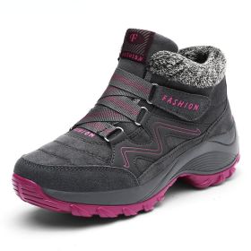 Winter Women's Snow Boots All-match Thick Bottom Increased Velvet Warm Low Ankle Outdoor Leisure Sports Shoes Hiking Boots (Color: GRAY, size: 41)