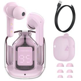 T6 TWS Earphone Wireless Bluetooth 5.0 Headphones Sport Gaming Headsets Noise Reduction Earbuds (Color: pink lotus, Ships From: China)