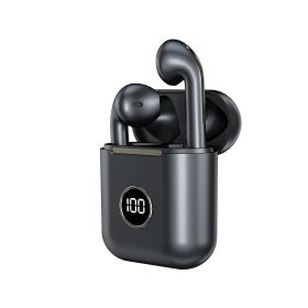 Garyway Portable X1 J18 TWS New design V5.2 wireless earbuds LCD battery display earphone for sporting Smart Touch Control (Color: Black)