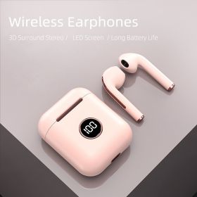 Garyway Portable X1 J18 TWS New design V5.2 wireless earbuds LCD battery display earphone for sporting Smart Touch Control (Color: Pink)