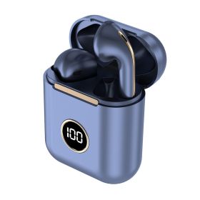 Garyway Portable X1 J18 TWS New design V5.2 wireless earbuds LCD battery display earphone for sporting Smart Touch Control (Color: Blue)