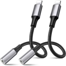 2 Packs 3.5mm Headphones Adapter; For Iphone Cabel To 3.5mm Earphones/Headphones Jack Aux Audio Adapter Dongle For IPhone 14/13/12/11 Pro Max/Mini/XS/ (Color: Black-2Pack)