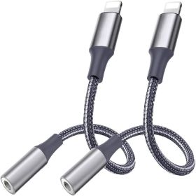 2 Packs 3.5mm Headphones Adapter; For Iphone Cabel To 3.5mm Earphones/Headphones Jack Aux Audio Adapter Dongle For IPhone 14/13/12/11 Pro Max/Mini/XS/ (Color: Grey-2Pack)