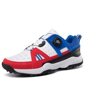 New Professional Golf Shoes Spikeless Golf Sneakers Outdoor Comfortable Walking Shoes for Golfers Anti Slip Walking Sneakers (Color: HongLan, size: 37)