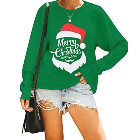 Autumn and winter women's new sweatshirt lazy print loose hoodie sweatshirt (Color: Green, size: S)