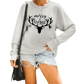 Autumn and winter women's new sweatshirt lazy print loose hoodie sweatshirt (Color: Brown, size: M)