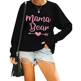 Autumn and winter women's new sweatshirt lazy print loose hoodie sweatshirt (Color: Black, size: S)