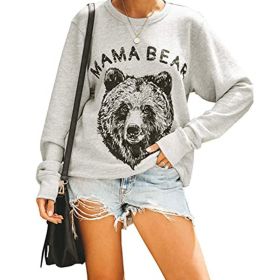 Autumn and winter women's new sweatshirt lazy print loose hoodie sweatshirt (Color: Grey, size: S)