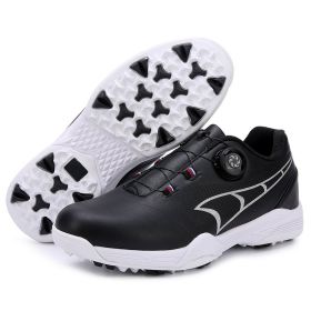 Waterproof Golf Shoes Men Women Professional Spikeless Golf Sneakers Outdoor Anti Slip Golfers Sneakers Luxury Walking Shoes (Color: Hei, size: 40)