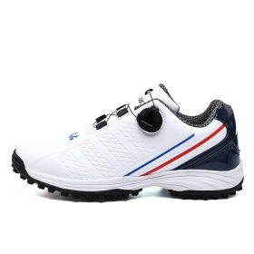 Waterproof Golf Shoes for Men Professional Golf Sneakers Outdoor Comfortable Walking Shoes Light Weight Athletic Sneakers (Color: BaiHong, size: 46)