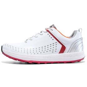 Professional Golf Shoes Men Spikeless Golf Sneakres for Men Comfortable Golfers Sneakers Light Weight Walking Footwears (Color: BaiHong, size: 40)