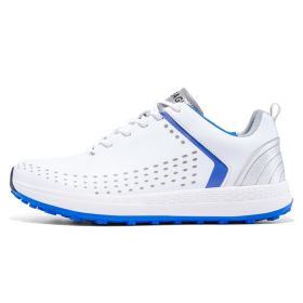 Professional Golf Shoes Men Spikeless Golf Sneakres for Men Comfortable Golfers Sneakers Light Weight Walking Footwears (Color: BaiLan, size: 43.5)