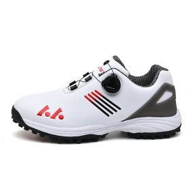 Professional Golf Shoes Men Spikeless Golf Sneakers Light Weight Golfers Walking Shoes Outdoor Comfortable Walking Sneakers (Color: BaiHong, size: 47)
