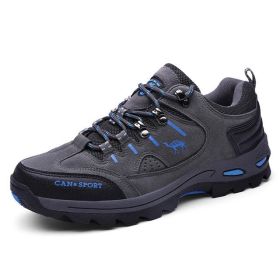 High Quality Men Hiking Shoes Autumn Winter Brand Outdoor Mens Sport Trekking Mountain Boots Waterproof Climbing Athletic Shoes (Color: GRAY, size: 45)