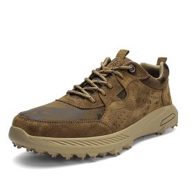 New Men's Golf Shoes Waterproof Non-slip Outdoor Golf Training Shoes (Color: Brown, size: EUR39)
