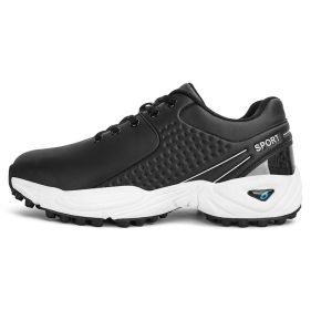 New Men's Golf Shoes Men's Outdoor Sports Shoes Waterproof Non-slip Golf Shoes (Color: Black, size: EUR46)