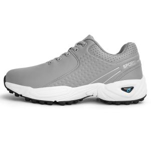 New Men's Golf Shoes Men's Outdoor Sports Shoes Waterproof Non-slip Golf Shoes (Color: Grey, size: EUR42)