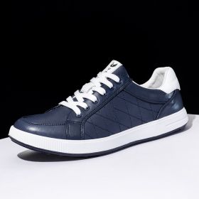 6 Colors New Men's Golf Shoes Leather Breathable Waterproof Non-slip Training Shoes White Blue Blue Sports Shoes (Color: Navy Blue, size: EUR44(US10))