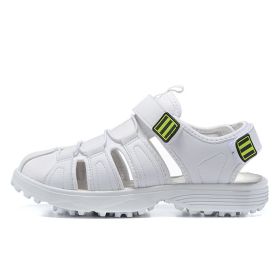 New Men's Golf Sandals Men's Outdoor Beach Shoes Summer Shoes Leather Sandals Men's Golf Shoes (Color: White, size: EUR43)
