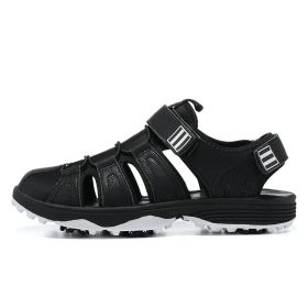 New Men's Golf Sandals Men's Outdoor Beach Shoes Summer Shoes Leather Sandals Men's Golf Shoes (Color: Black, size: EUR43)