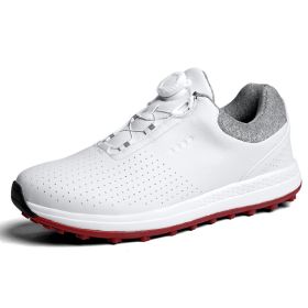 New Men's Golf Shoes Golf Waterproof Anti-slip Shoes Golf Shoes Breathable Sports Shoes Leather Outdoor Sneakers Golf Shoes (Color: White, size: EUR41(US8))