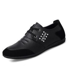 New Men's Leather Golf Shoes Sports Shoes Outdoor Leisure Waterproof Non-slip Golf Shoes (Color: Black, size: EUR 40)