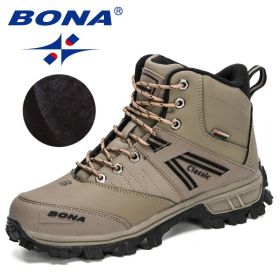 BONA 2022 New Arrival Hiking Shoes Men Outdoor Trekking Shoes Trainers Sports Sneakers Man Mountain Climbing Footwear Masculino (Color: Medium grey black, size: 8.5)