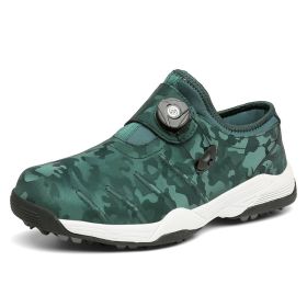 New Men's Professional Golf Shoes Waterproof Non-slip Outdoor Golf Training Shoes Men Spikeless Golf Shoes (Color: Green, size: EUR39)