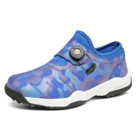 New Men's Professional Golf Shoes Waterproof Non-slip Outdoor Golf Training Shoes Men Spikeless Golf Shoes (Color: Blue, size: EUR41)
