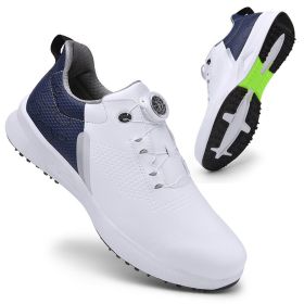 High Quality Professional Men's Golf Shoes Waterproof Non-Slip Golf Men's Golf Shoes Golf Women's Golf Shoes Golf Training Shoes (Color: white blue-2, size: EUR 42)