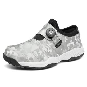 New Men's Professional Golf Shoes Waterproof Non-slip Outdoor Golf Training Shoes Men Spikeless Golf Shoes (Color: Grey, size: EUR39)