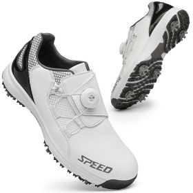 High Quality Professional Men's Golf Shoes Waterproof Non-Slip Golf Men's Golf Shoes Golf Women's Golf Shoes Golf Training Shoes (Color: White, size: EUR 37)