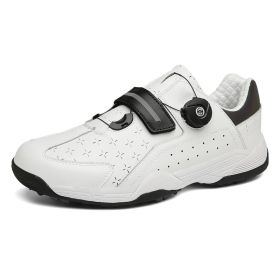 New Style Rotating Buckle Men's Golf Shoes Waterproof Non-slip Golf Training Shoes Outdoor Sports Men's Shoes (Color: White, size: EUR44)