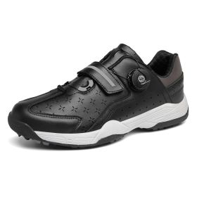 New Style Rotating Buckle Men's Golf Shoes Waterproof Non-slip Golf Training Shoes Outdoor Sports Men's Shoes (Color: Black, size: EUR40)