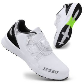 New Golf Shoes Men Professional Golf Sneakers Spikeless Outdoor Anti Slip Walking Shoes for Goflers Light Walking Sneakers (Color: Bai, size: 37)
