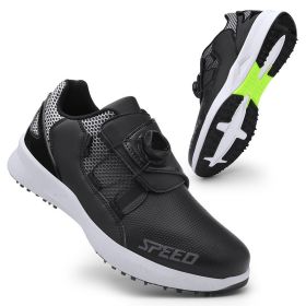 New Golf Shoes Men Professional Golf Sneakers Spikeless Outdoor Anti Slip Walking Shoes for Goflers Light Walking Sneakers (Color: Hei, size: 37)