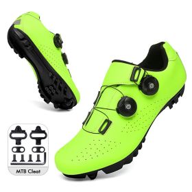 Mountain Cycling Shoes MTB Men Sports Road Bike Shoes Self-Locking SPD Cleat Bicycle Footwear Racing Women Speed Cycling Sneaker (Color: green mtb cleat, size: 47)