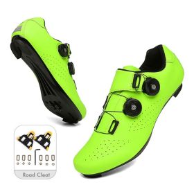 Mountain Cycling Shoes MTB Men Sports Road Bike Shoes Self-Locking SPD Cleat Bicycle Footwear Racing Women Speed Cycling Sneaker (Color: green road cleat, size: 43)