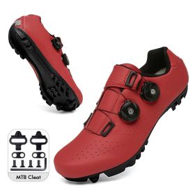 Mountain Cycling Shoes MTB Men Sports Road Bike Shoes Self-Locking SPD Cleat Bicycle Footwear Racing Women Speed Cycling Sneaker (Color: red mtb cleat, size: 38)