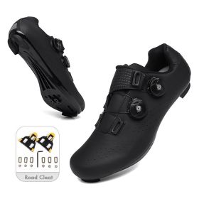Mountain Cycling Shoes MTB Men Sports Road Bike Shoes Self-Locking SPD Cleat Bicycle Footwear Racing Women Speed Cycling Sneaker (Color: black road cleat, size: 45)