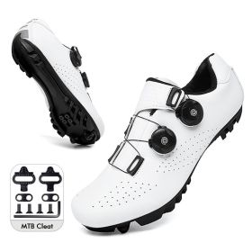Mountain Cycling Shoes MTB Men Sports Road Bike Shoes Self-Locking SPD Cleat Bicycle Footwear Racing Women Speed Cycling Sneaker (Color: white mtb cleat, size: 39)