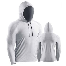 Male Training Shirts Quick Drying Gym Clothing Musculation Sportswear Fitness Running Jackets Rashguards Hoodies ropa deportiva (Color: Grey white 1, size: S)